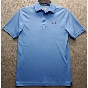Under Armour Polo Shirt Mens Small Blue Loose Heatgear Golf Performance Popover